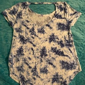 Hollister California scoop neck white blue tie dye top